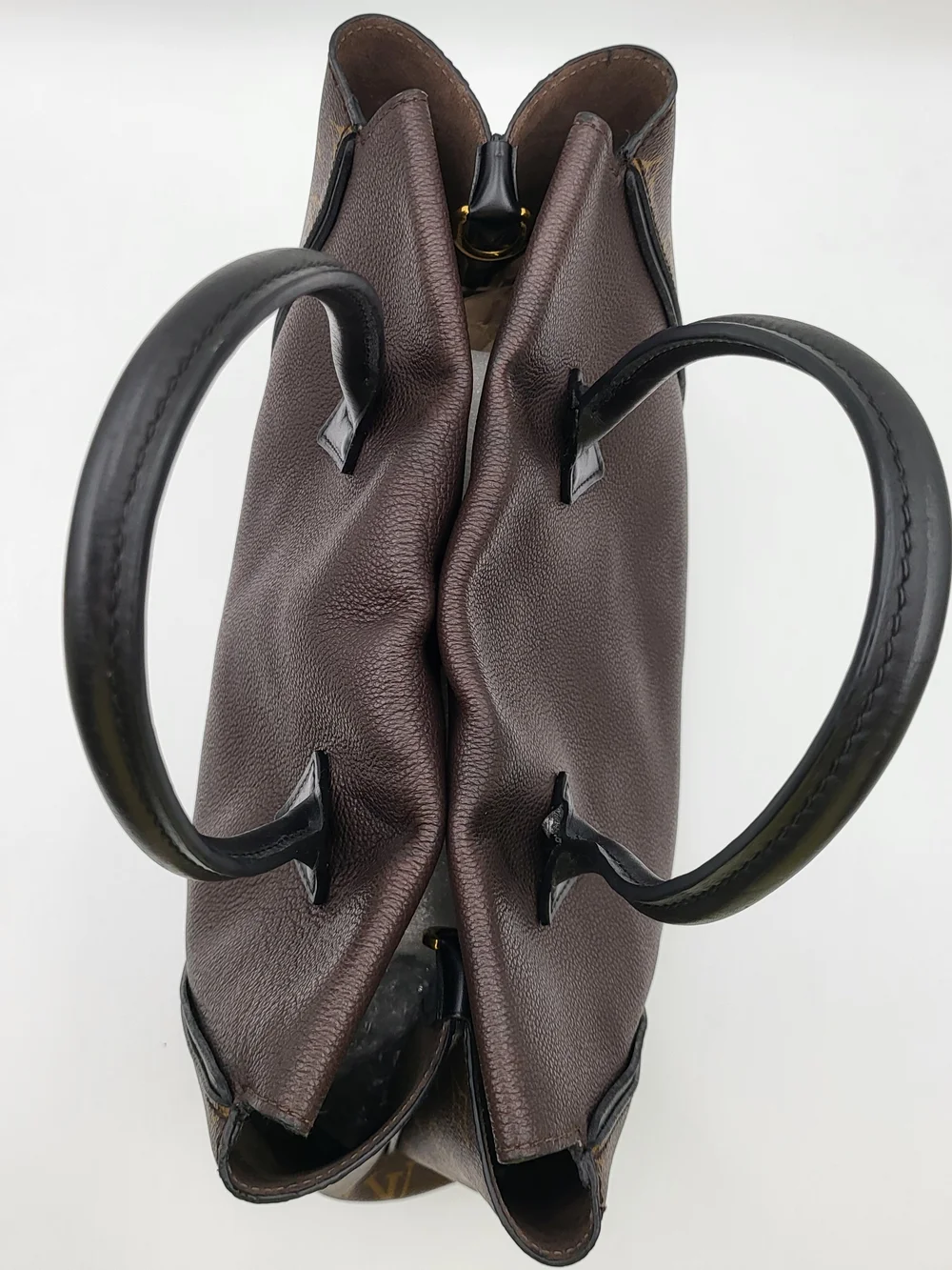 LOUIS VUITTON Veau Cachemire W Monogram Tote PM Chocolate, Auth w/COA....